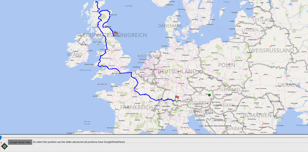 Streckenverlauf Route Vorarlberg nach Schottland